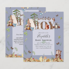 愛らしいウッドランドベアーキャンプ少年の赤ちゃんシャワー