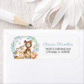 愛らしいウッドランド動物の緑の赤ちゃんシャワー ラベル (インサイチュ)