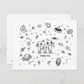 愛らしいエイリアン宇宙ベビーシャワーサンキューカード サンキューカード (正面/裏面)