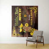 愛らしいエスニックベイビーガール| イエローひまわり ラスティック タペストリー (インサイチュ)