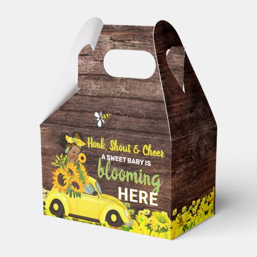 愛らしいエスニック・ベビーガール |黄色のひまわり素朴 フェイバーボックス (裏面サイド)