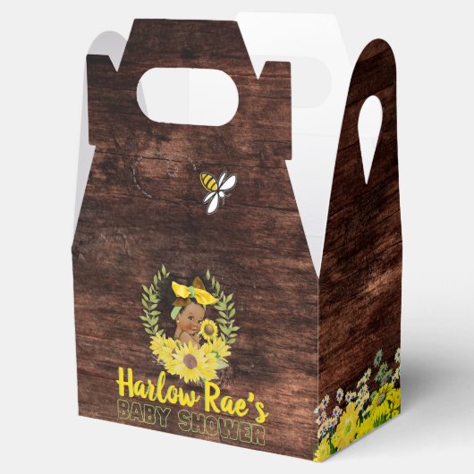 愛らしいエスニック・ベビーガール |黄色のひまわり素朴 フェイバーボックス (オープン)