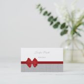 愛らしいエレガント赤い弓名門私立校風のストライプの 名刺 (スタンド正面)