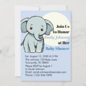 愛らしいエレファントベビーシャワー招待状インパステル 招待状 (正面)