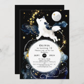 愛らしいエンチャントウルフの誕生日 招待状 (正面/裏面)