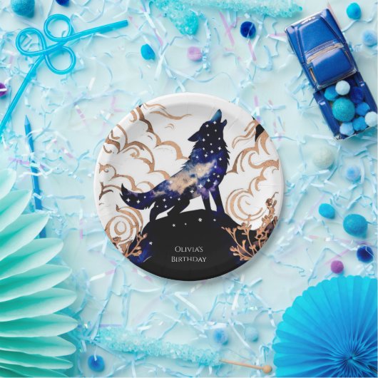 愛らしいエンチャントウルフ誕生日 ペーパープレート (パーティー)