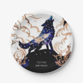 愛らしいエンチャントウルフ誕生日 ペーパープレート (正面)
