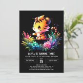 愛らしいエンチャントタイガー誕生日 招待状 (スタンド正面)