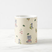 愛らしいオオカミと森の果実のパターン コーヒーマグカップ (中央)