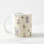 愛らしいオオカミと森の果実のパターン コーヒーマグカップ (左)