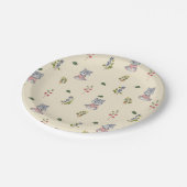 愛らしいオオカミと森の果実のパターン ペーパープレート (アングル)