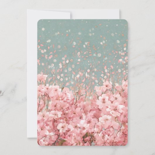 愛らしいオッターガール赤ちゃんシャワーとピンクの花 招待状 (裏面)