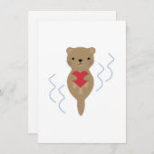 愛らしいオッターハグハート シーズンカード (正面/裏面)