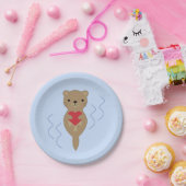 愛らしいオッターハグハート ペーパープレート (パーティー)