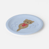 愛らしいオッターハグハート ペーパープレート (アングル)