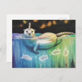 愛らしいオッターユニコーン ポストカード (正面/裏面)