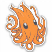 愛らしいオレンジイカ シール (正面)