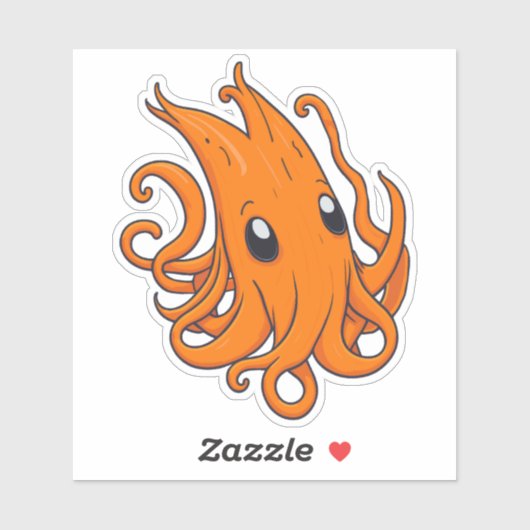 愛らしいオレンジイカ シール (シート)