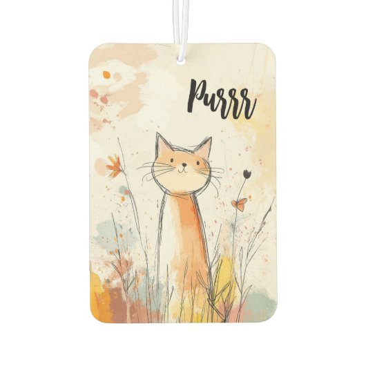 愛らしいオレンジキャットイラストレーション パーソナライズされた カーエアーフレッシュナー (裏面)