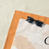 愛らしいオレンジキャットイラストレーション パーソナライズされた ビーチタオル (インサイチュ)