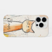 愛らしいオレンジキャットイラストレーション パーソナライズされた iPhoneケース (裏面横)