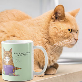 愛らしいオレンジテビー 緑の父の日 パープル コーヒーマグカップ