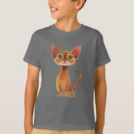 愛らしいオレンジ色のアビシニアンパーソナライズされた猫 Tシャツ