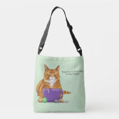 愛らしいオレンジ色のタビー猫の母の日パープル クロスボディバッグ (裏面)