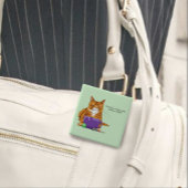 愛らしいオレンジ色のタビー猫の母の日パープル 缶バッジ