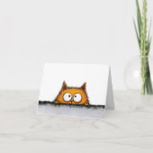 愛らしいオレンジ色の猫のぞき込みカード サンキューカード (正面)