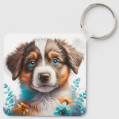 愛らしいオーストラリアの羊飼いの子犬 キーホルダー (裏面)
