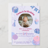 愛らしいオーダーメイドの1歳誕生日招待状 招待状 (正面)