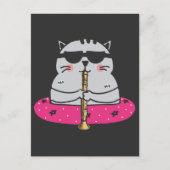 愛らしいオーボエプレイヤキャットオーボリストミュージカル楽器 ポストカード (正面)