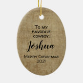愛らしいカウボーイクリスマスセラミックオーナメント セラミックオーナメント (裏面)
