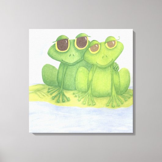 愛らしいカエル好き キャンバスプリント (正面)