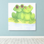 愛らしいカエル好き キャンバスプリント (インサイチュ (ウッドフロア))