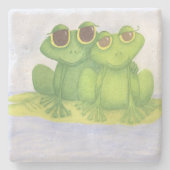 愛らしいカエル好き ストーンコースター (正面)