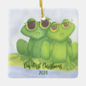 愛らしいカエル好き セラミックオーナメント (正面)