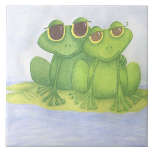 愛らしいカエル好き タイル (正面)