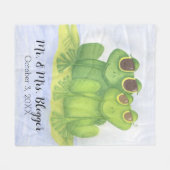 愛らしいカエル好き フリースブランケット (正面(横))