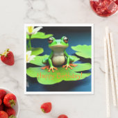 愛らしいカエル誕生日 スタンダードランチョンナプキン (インサイチュ)
