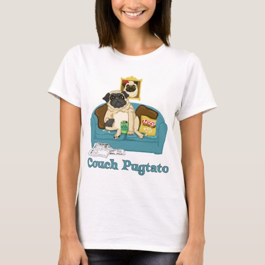 愛らしいカスタマイズ可能なソファPugtato Tees,贈り物 Tシャツ (正面)