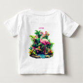 愛らしいカスタマイズ可能なフラミンゴの赤ちゃん ベビーTシャツ (裏面)