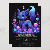 愛らしいカスタムキツネデジタル誕生日 招待状 (正面/裏面)