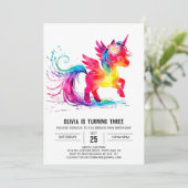 愛らしいカスタムユニコーンデジタル誕生日 招待状 (スタンド正面)