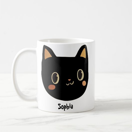 愛らしいカスタム黒猫マグカップ コーヒーマグカップ (左)