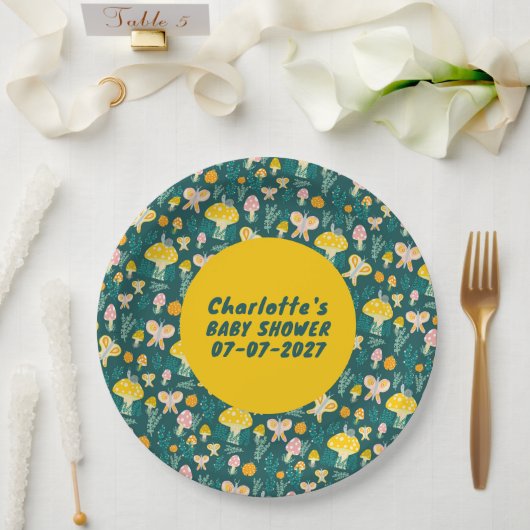 愛らしいカタツムリ蝶かわいい赤ちゃんシャワー ペーパープレート (ウェディング)