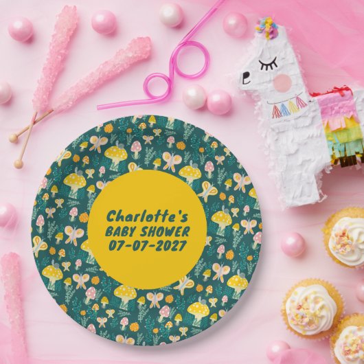 愛らしいカタツムリ蝶かわいい赤ちゃんシャワー ペーパープレート (パーティー)