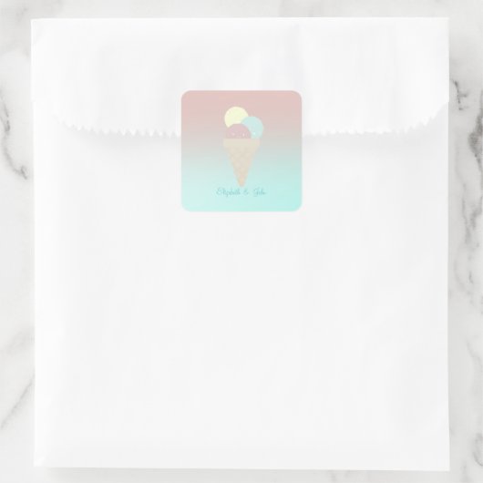 愛らしいカッコいいアイスクリームコーン – パーソナライズされた スクエアシール (バッグ)
