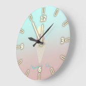 愛らしいカッコいいアイスクリームコーン – パーソナライズされた ラージ壁時計 (傾斜)